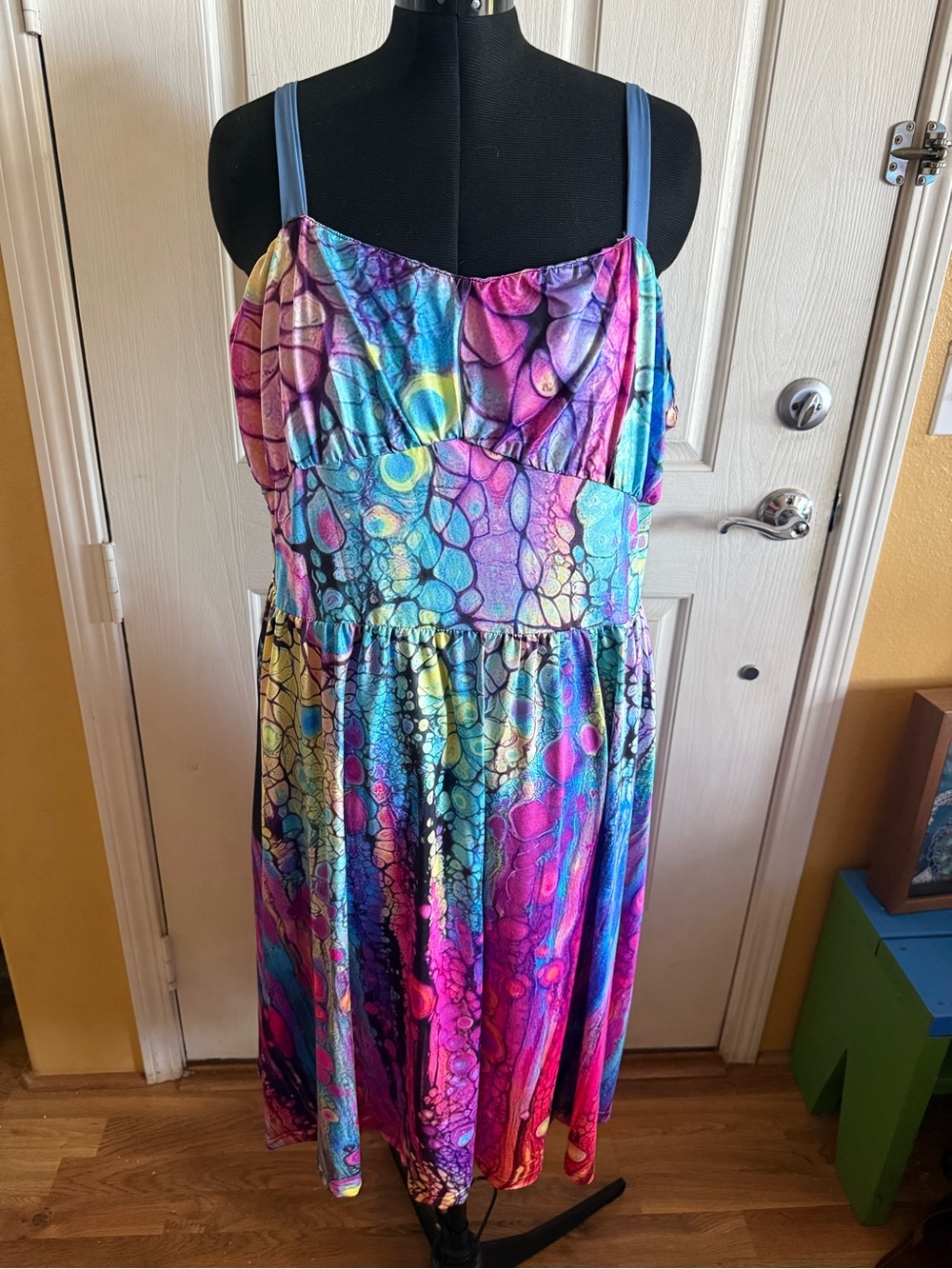Rainbow Floral Dress in flowy fabric - 2XL